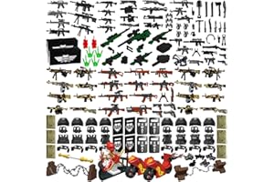 Nicolababe Weapon Pack Military Weapon Set Incl Helmet Body Armor Cloak and Motorcycles Designed for Minifigures Compatible with Minifigures of All Major Brands (SWAT Weapon)