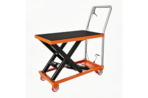 Hydraulic Lift Table Cart, 1100 LB Capacity, Heavy Duty Single Scissor Lift Cart Trolley, 35" Max Lifting Height, Non-Slip Pl