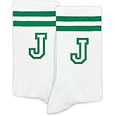 SSQBZU Striped Initial Socks with the Letter in Green, St. Patricks Day Socks Gifts for Family Friends, etc.