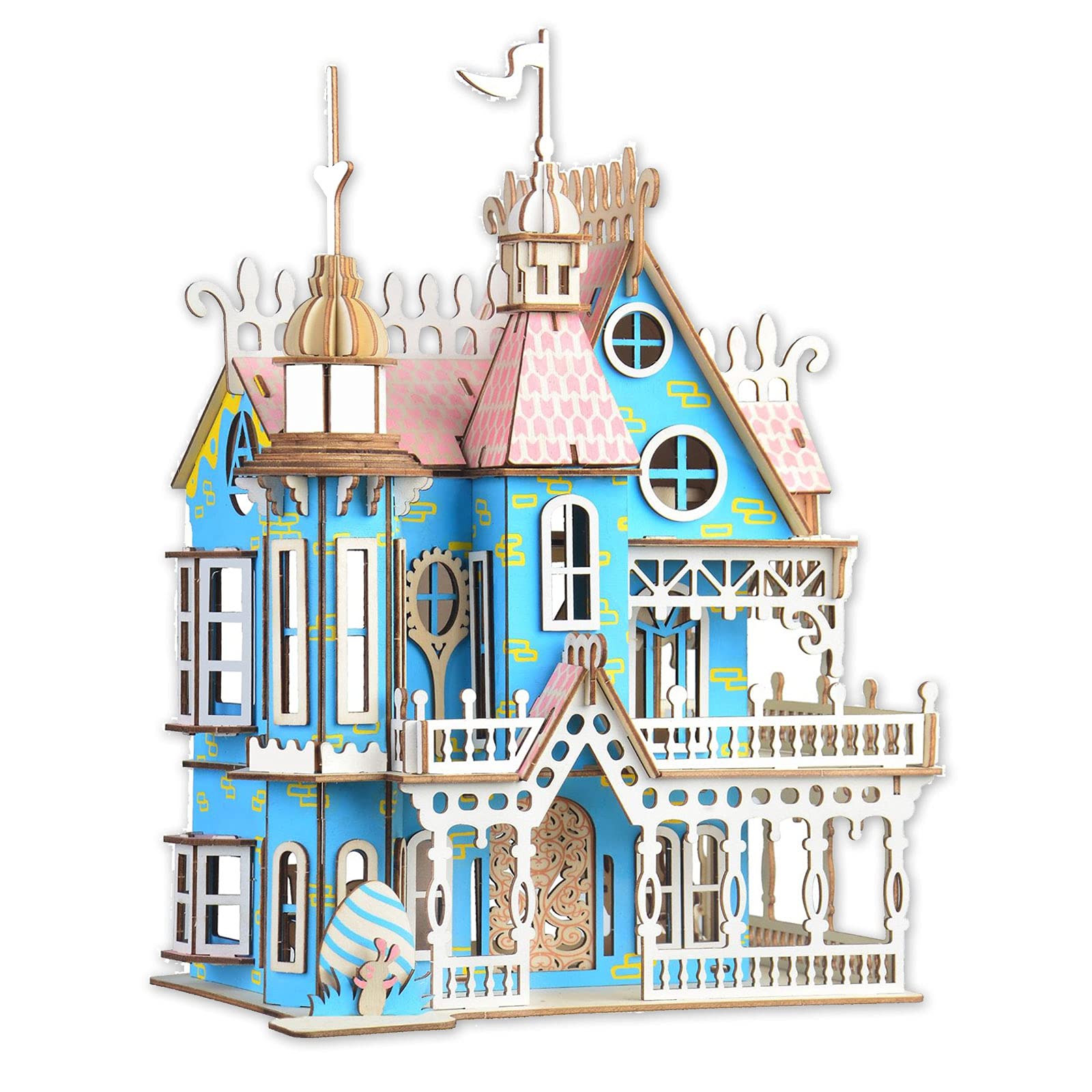 3D Puzzle Dollhouse for Kids, 3D Jigsaw Dollhouse Puzzle for Girls - Educational Paper Craft Toys for Game Xmas Birthday Easter Gifts, Easy to Assemble ，174pcs