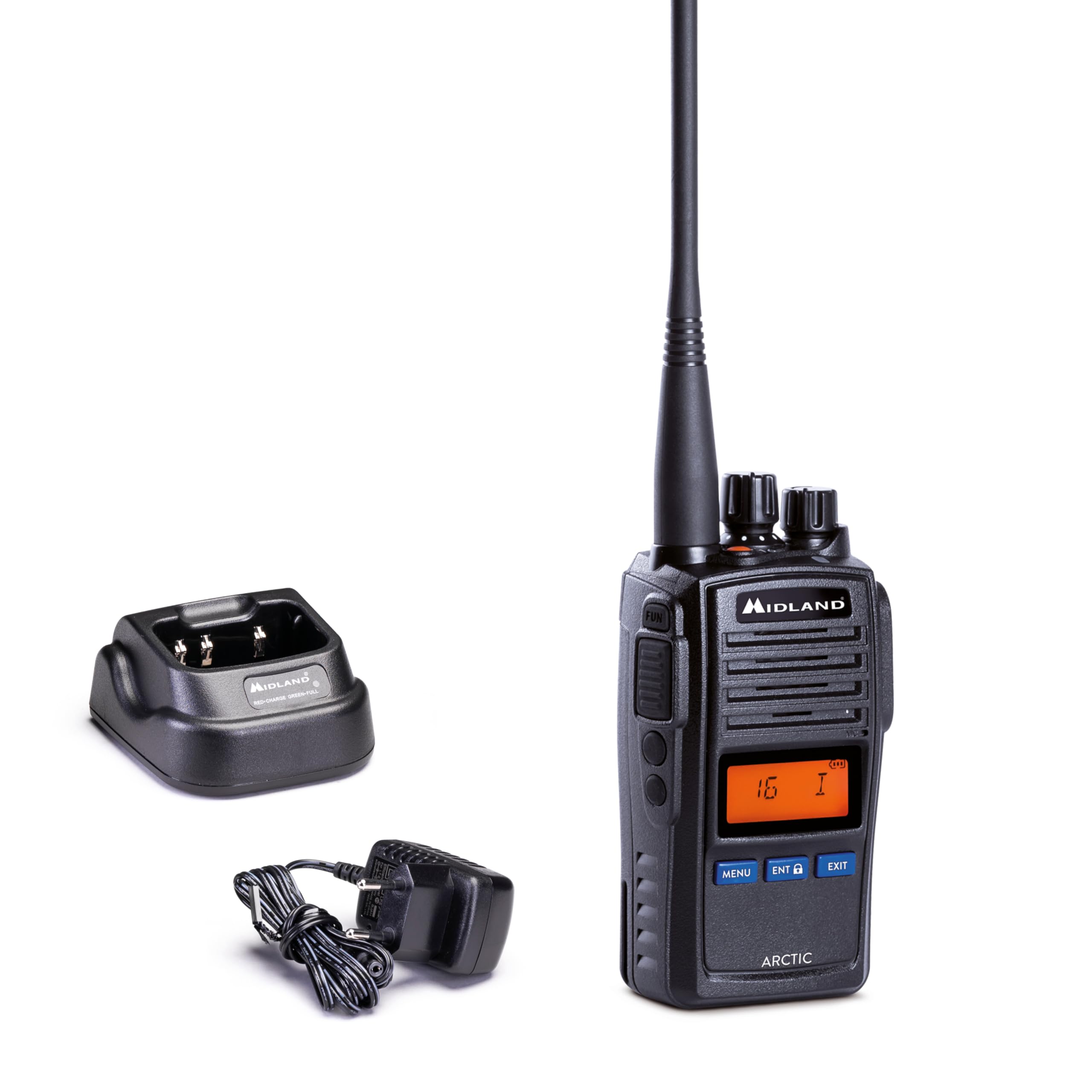 Midland Arctic VHF Marine Band Handheld Transceiver Radio with Triple Watch Feature, Black