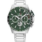 Tommy Hilfiger Men's Sport Chronograph Watch | Green Dial, 44mm Case, Stainless Steel &amp; Green Aluminum Case, 5 ATM Water Resistance, Quartz Movement