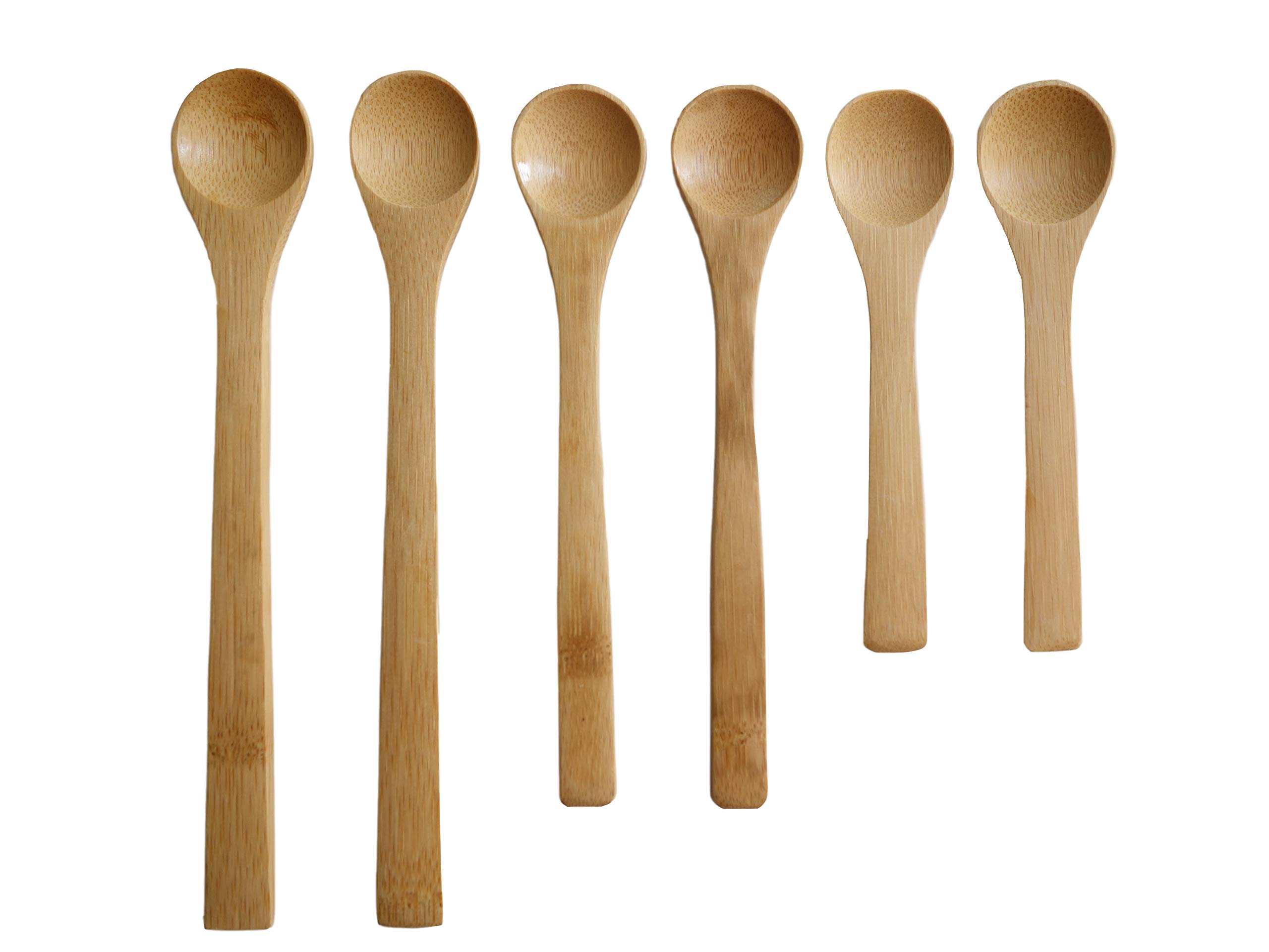 Small Bamboo Spoons, Set of 6 Multi-size Soup Spoons Mini Tasting Spoons Wooden Teaspoon for Coffee Tea Jam Herbs Salts and Desert