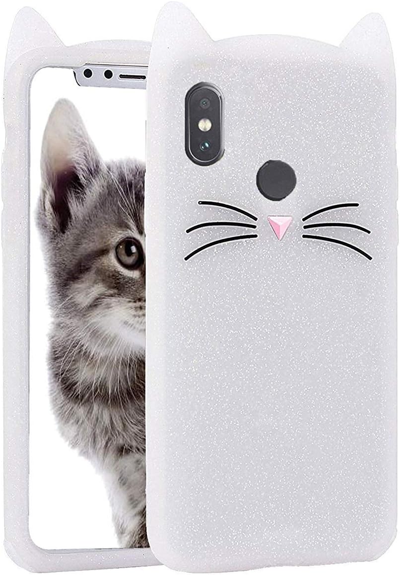 aafiya cat silicon case soft back cover for redmi note 5 pro with perfect cuts and edges plus all round protection (white) - White
