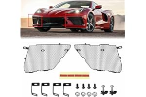 BILLFARO 2Pcs Black Upgraded Front Radiator Guards Grille,Aluminum Front Outer Grill Low Profile Body Bumper Grille Vents Insert Mesh Set for Corvette C8 Stingray Z51 Convertible/HTC 2020-2025