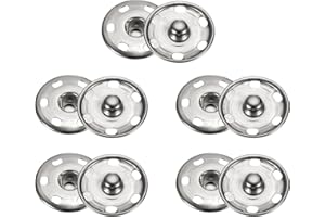 HARFINGTON 5 Set Sew-on Snap Buttons 25mm Metal Snap Fastener Buttons Fastener Press-Stud Clasps for Closure Purse Handbag Cl