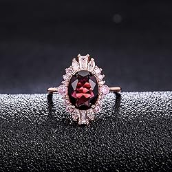 LAZLUVU Rose Gold Ruby Engagement Ring Flower