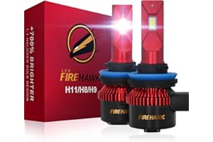 Firehawk 2026 New H11/H8/H9/H16 LED Headlight Bulbs 50000LM Japanese Chips, 700% Brighter, 6000K Cool White, All-in-One Wirel