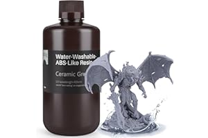 ELEGOO Water Washable ABS-Like Resin, 3D Printer Resin with High Toughness, Low Viscosity and High Precision, 405nm Rapid UV-Curing Photopolymer Resin, ABS Resin for LCD/DLP 3D Printing, Grey 1000g