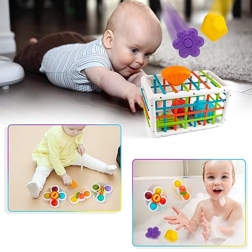 UNIH Educational Toys, Shape Sorting Toys 3Pcs Suction Cup