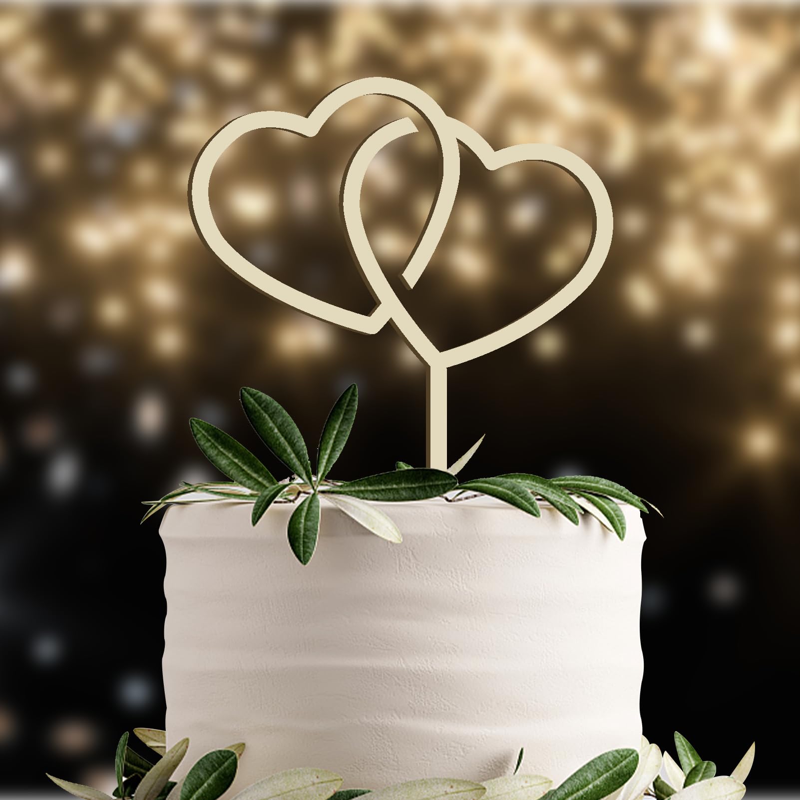 Wooden Heart Cake Topper