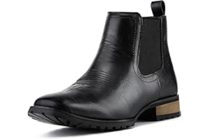 JASONSTAR Chelsea Cowboy Boots for Men Square Toe Western Boots Classic Casual Work Ankle Boots-botines para hombre