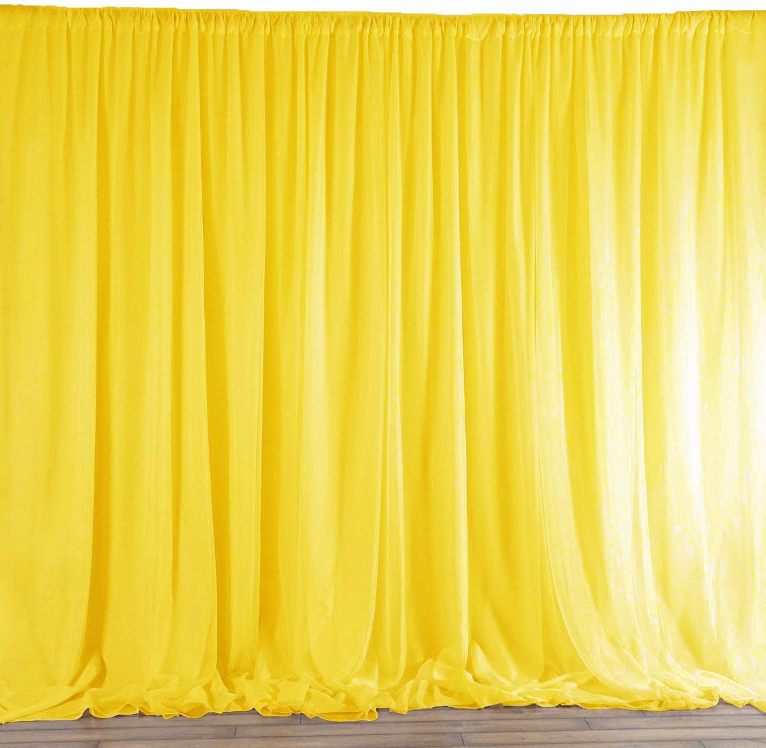 AKTrading 58" x 144" Yellow Chiffon Drapes Panels for