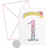 GIFTING GIGGLES 1st Birthday Card for Girl | First Birthday Card for Baby Girl - One Year Old Bday | Granddaughter, Niece, Daughter | Comes w/matching Envelope and seal