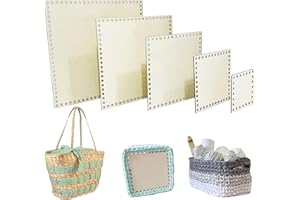 Yayatty 5 PCS Wooden Crochet Bag Bottom, Square Wooden Basket Bottom Wooden Base Shaper Blank Crochet Base for DIY Basket Craft Weaving Making Supplies