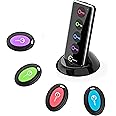 Key Finder, Esky 85dB Item Locator, 1 Transmitter with 4 Receivers, Item Tracker with 131ft Working Range and Led Flashlight