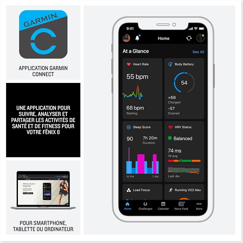 fēnix 8, Montre GPS Multisports AMOLED, Acier Grey/Noir, 47mm