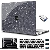 CISSOOK Sparkly Glitter Star Case for MacBook Pro 14 Inch M5 A3434 M4 A3112 A3185 A3401 A2918 A2992 M3 A2779 M2 A2442 M1 Pro Max, Black Hard Shell Case for MacBook Pro 14 2025-2021 Release