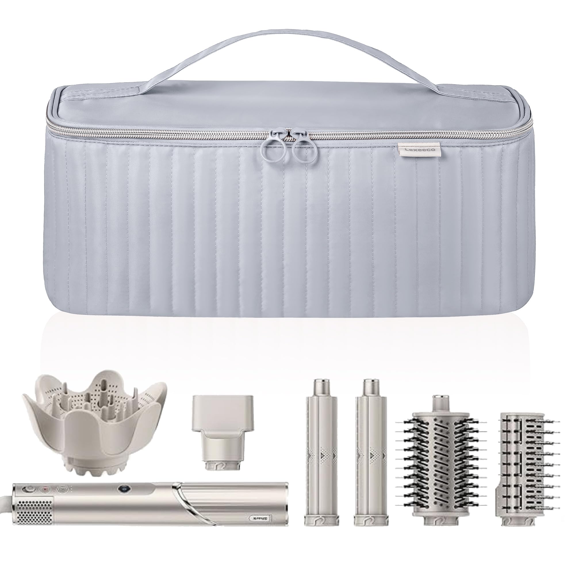 Photo 1 of Travel Carrying Case for Hair Dryer Shark Flexstyle Dyson Airwrap Brush Hair Accessories Tools Storage Bag for Revlon Hairdryer Styler Organizer (Silver Gray)
