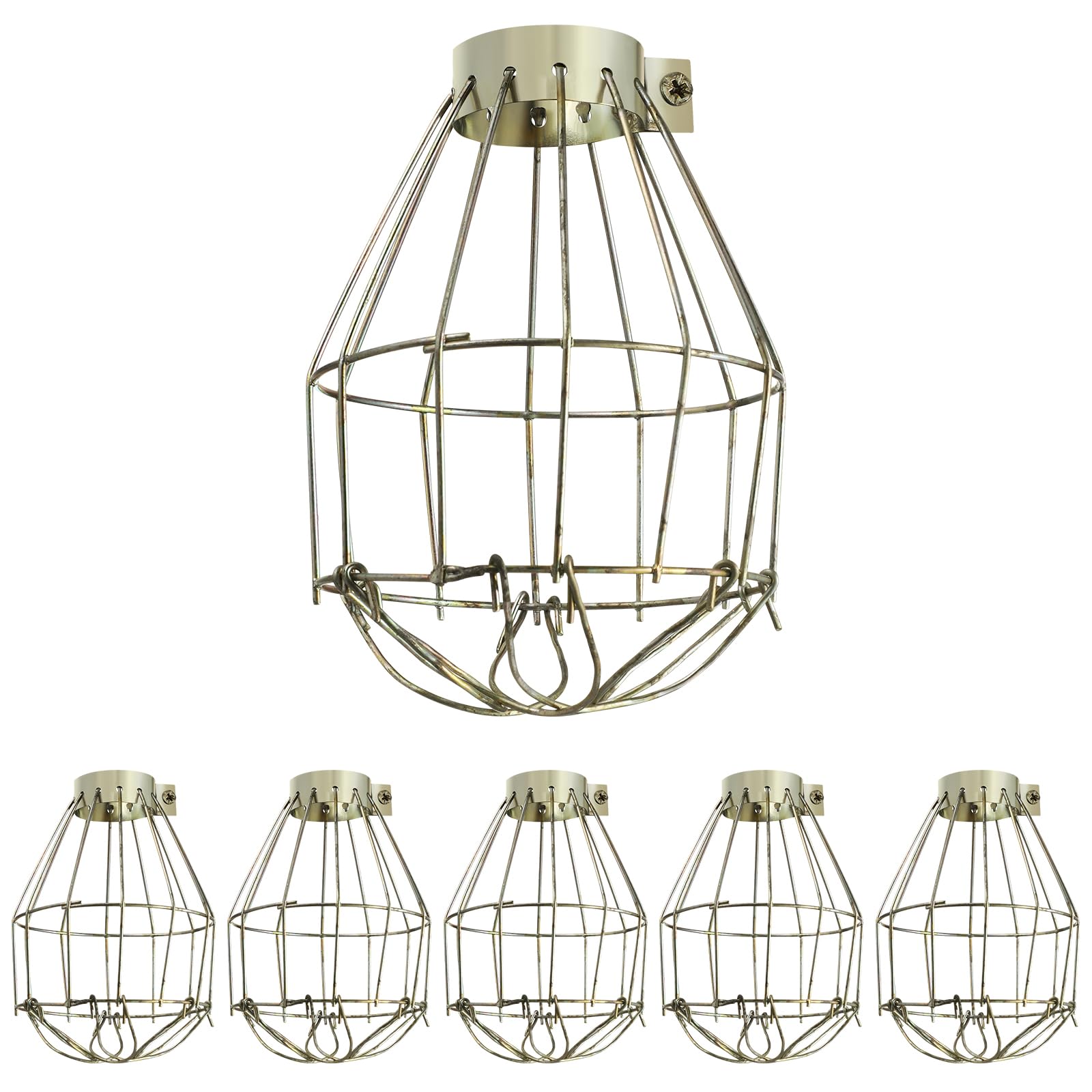 Photo 1 of OSALADI Industrial Lamp Cover 6pcs Metal Light Bulb Cover Vintage Ceiling Fan Light Shades Guard Clamp Light Cage Hanging Lamp Replacement for Home DIY Decor Chandelier Lamp Shade