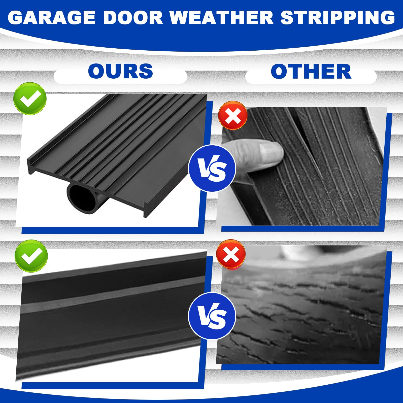 DGSL Garage Door Seals Bottom Rubber Weather Stripping Kit Seal Strip Replacement, Universal Weatherproof Threshold Buffering Sealing Rubber 5/16 Inch T Ends (16 Ft, Black)