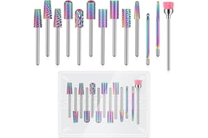 [2022 Upgraded] Depvko 13Pcs Tungsten Carbide Nail Drill Bits Set,3/32 inch Drill Bit for Acrylic Nails, Poly Nail Gel Nail Polish for Cuticle Manicure Pedicure