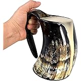 AleHorn Viking Drinking Horn - Ox Horn Tankard for Ale & Mead - Food-Grade Medieval Style Mug - Handcrafted Manly Beer Cup - 