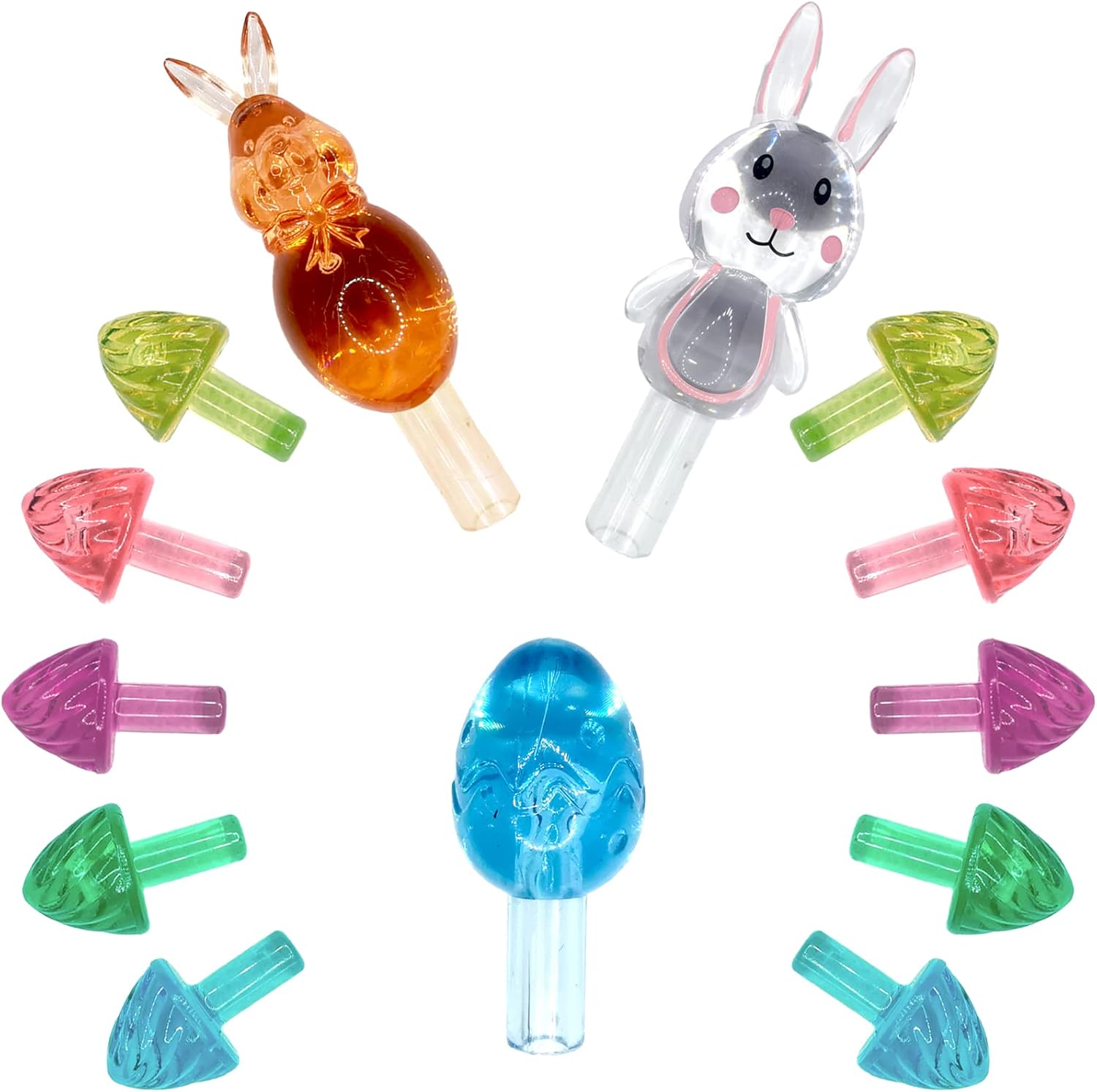 Tree Toppers - 100pcs Ceramic Easter Tree Replacement Light Bulbs and 3pcs Tree Toppers - 5 Festive Pastel Colour Tree Studs and 3pcs Easter Bunny & Egg Tree Topper Accessories