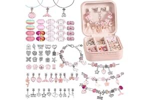 SEMYIFU Charm Bracelet Making Kit for Girls, DIY Jewelry Making Kit Bracelet Making Kit for Teen Girls Bead Bracelet Baking Kit for Girls Age 5 6 7 8-12, With a Portable Jewelry Box for Girls (4-Pink)