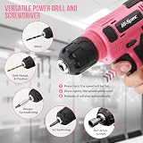 Hi-Spec 8V Cordless Drill Set Pink – Ladies Tool Kit with Starter Bits 10Nm view 2