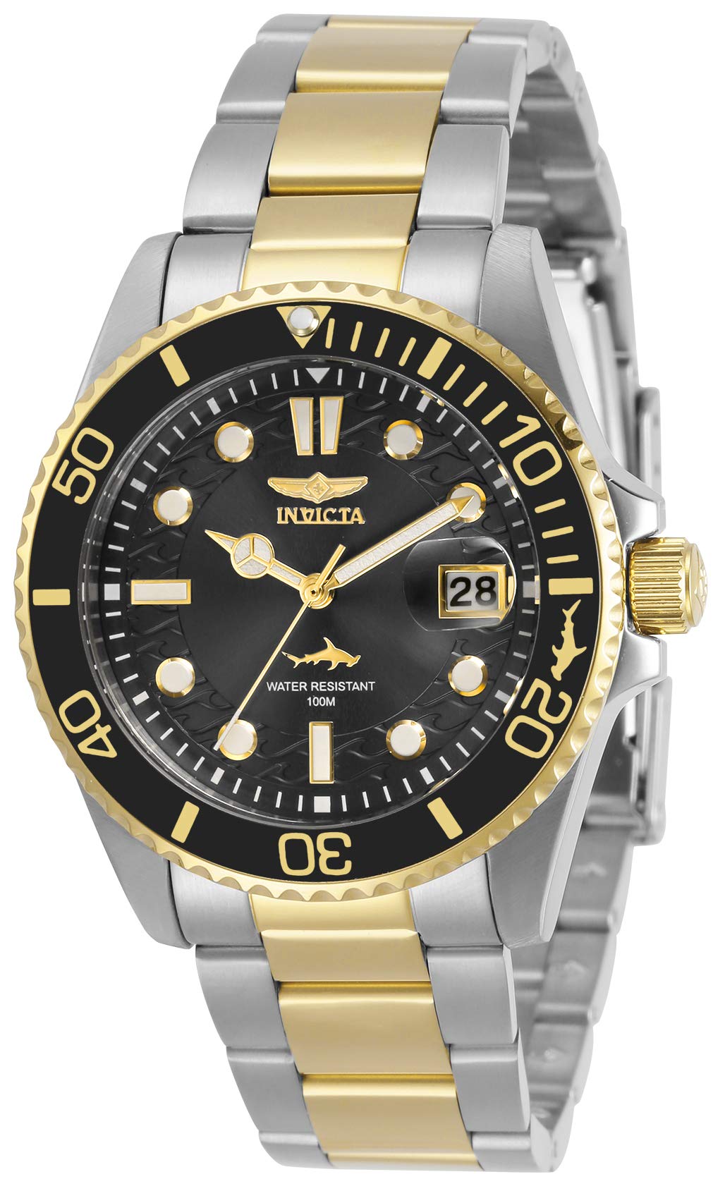 Invicta Pro Diver 30483 Watch - Waterproof - Analogue - Quartz Movement - stainless steel with Black dial - 38mm