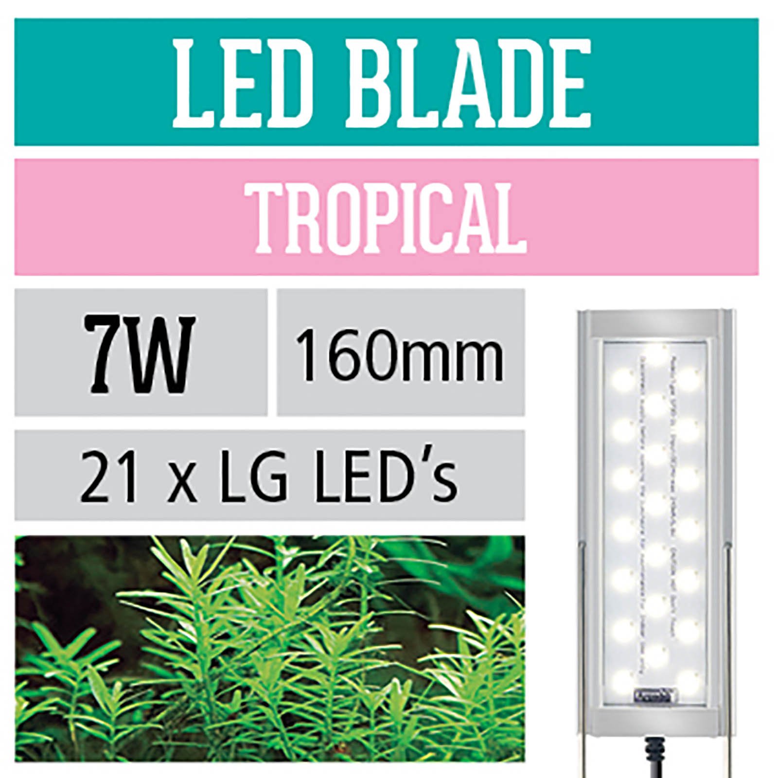 Arcadia Blade Slim LED Aquarium Light - Tropical | 160mm | 7 Watt | EB160T