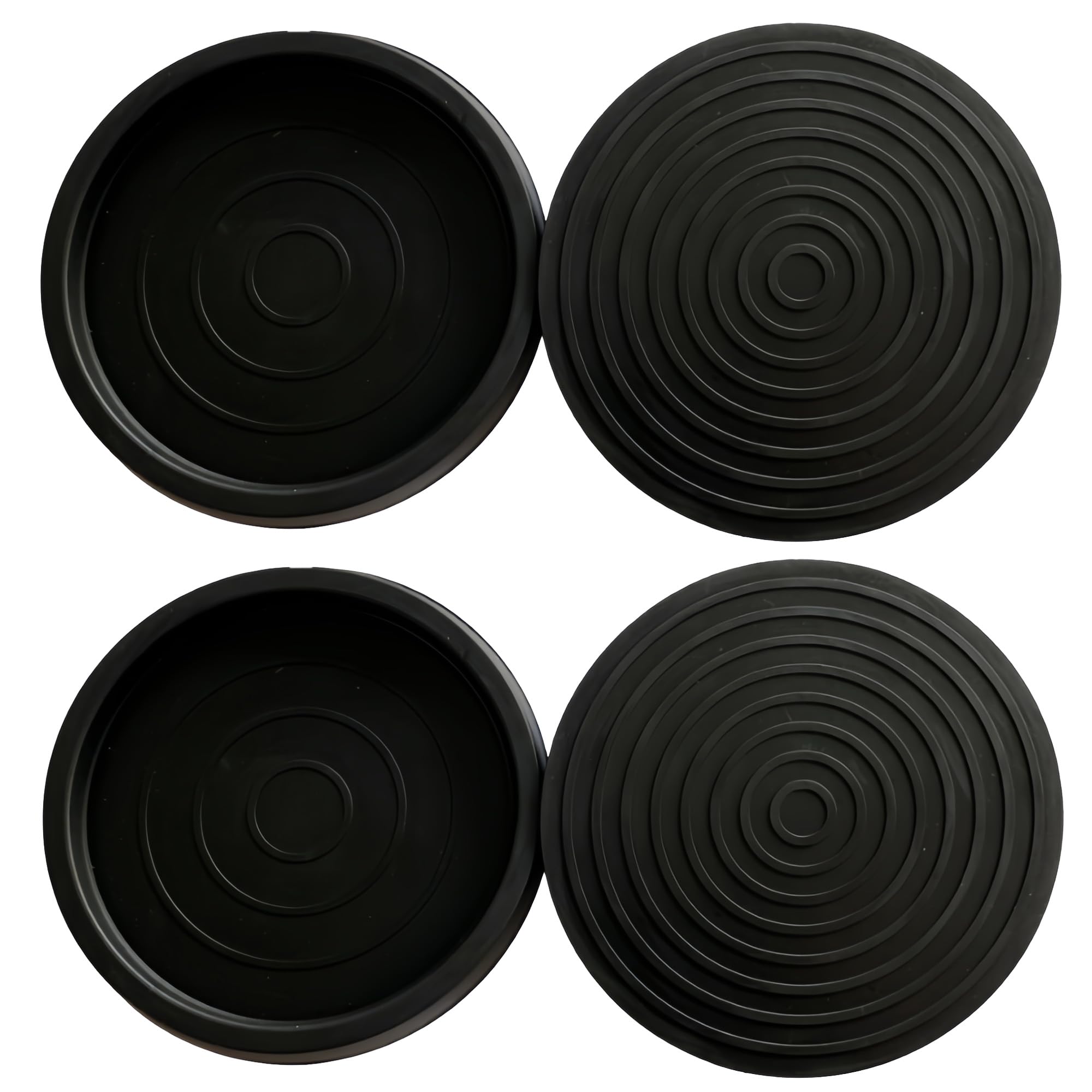 QINCAWIN 4 Pcs Black Rubber Round Furniture Pads, 2.5 Inch, Non-Slip Floor Protection for All Floors and Furniture Wheels