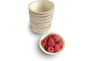 RAJ UNIQUE COLLECTION Raj Disposable Palm Leaf Bowls (25 Count, 4" Bowls) Strong Bowl Like Bamboo Party Bowl - Decorative Compostable Tableware for Lunch, Dinner, Birthday, Camping, Outdoor, Picnic, Parties