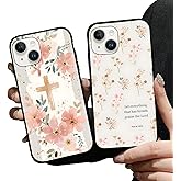 Zrutru 2 Pack Floral Christian Cross Jesus Bible Verse Phone Cases for iPhone 14/iPhone 13 Case Soft Shockproof Protective for Women Man Phone Cover Funda for iPhone 14 6.1 Inch