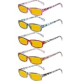 Eyekepper 5 Pack Computer Glasses Digital Eye Strain Prevention Blue Light Filter Reading Glasses Amber Tinted +1.00