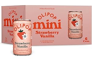 OLIPOP Minis Prebiotic Soda Pop, Strawberry Vanilla, Pantry Pack Packed with Prebiotics, Fiber, and Botanicals, Gluten Free, Vegan, GMO Free, 7.5oz (6-Cans)