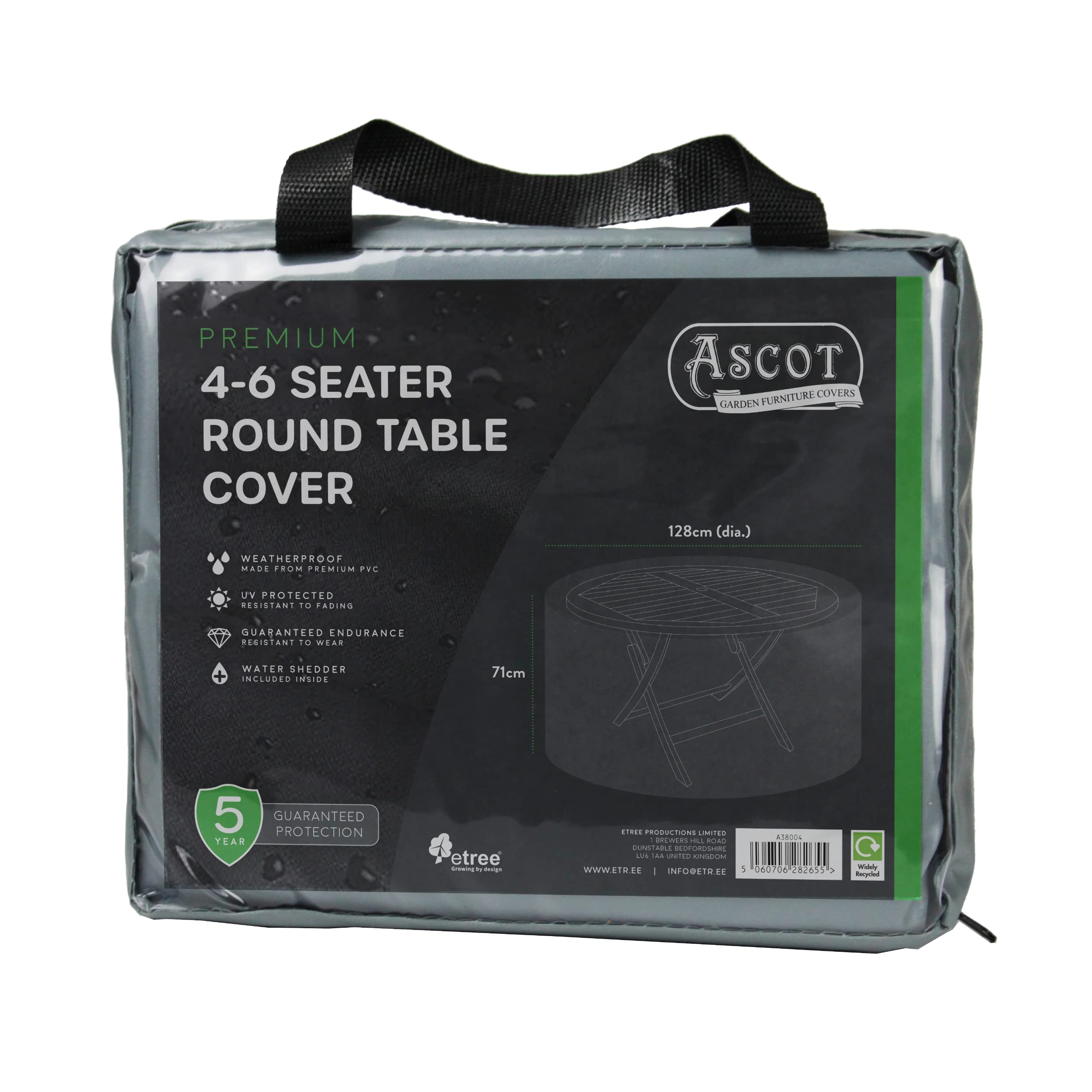 Ascot Premium 4-6 Seater Round table cover - 128 (Dia.) X 71(H) cm Modern Grey