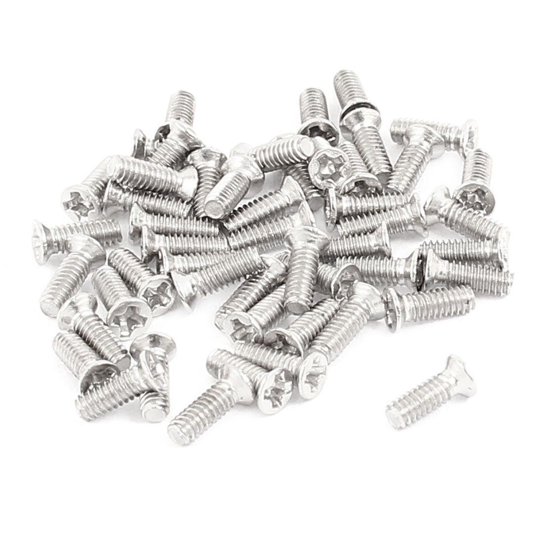sourcing map 50 Pcs M2x6mm Stainless Steel Countersunk Flat Head Phillips Machine Screws Bolts