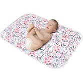 Baby Diaper Changing Pad, 21 5/8" x 31.5" Waterproof Changing Pad Liners - Reusable Soft and Absorbent Portable Changing Mat(Flower1PCS)