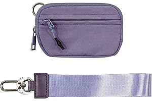 Ikokei The Wallet 2nd Gen, 6×3.6 inch The Pouch Wristlet for women, Zippered Card Case With Id Window/Hand strap for women, Coin Purse Mini Portable Keychain Wallet (purple)