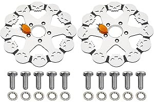 BLCYANUE 11.5'' 2 Piece Skull Front Brake Rotor for Harley Davidson Touring Softail Sportster Dyna Early Super Glide,Mirror-Polished Vibration Proof Hardened Stainless Steel Rotors Motorcycle Models