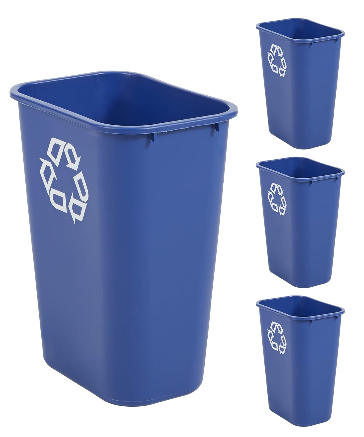 Rubbermaid Commercial Products Deskside Office Bedroom Wastebasket Trash Can Recycle, 10 Gallon, Blue, 4-Pack: Industrial & Scientific