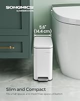 SONGMICS Narrow Pedal Bin 5L White Toilet Bin Slim Steel Soft Close LTB560W05 view 2