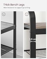 VASAGLE Coat Rack 4-in-1 with Shoe Storage Bench Hallway Organizer Greige Black view 6