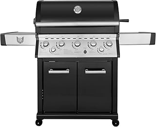 MAXXUS Gasgrill BBQ Chief Helios 5+1 - Grillwagen mit Infrarot Backburner -  5 Edelstahl-Brenner, Seitenbrenner, großer Gusseisen Grillrost, Motor Drehspieß