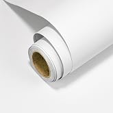 Biyoee White Peel and Stick Wallpaper 15.7&rdquo;x 118&rdquo; Matte White Self-Adhesive Removable Contact Paper Solid Color Waterproof Vinyl Roll for Cabinets Furniture Renovation Bedroom Wall Covering