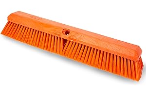 SPARTA 41890EC24 Omni Sweep Plastic Push Broom Head, Heavy Duty, Industrial Broom With Color Code System For Outdoor, Indoor, Garage, Concrete, Patio, Kitchen, Bathroom, 18 Inches, Orange