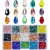 Chengmu 8x12mm Teardrop Glass Beads for Jewelry Making, 300pcs Faceted Vertical Hole Shape, Crystal Prism Beads for Pendants Bracelets Necklaces Earring