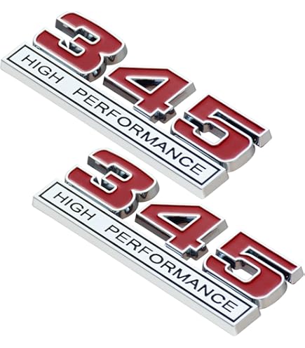 2Pc Chrome Trim Red 345 Emblem Badge Side Nameplate - Foto 14